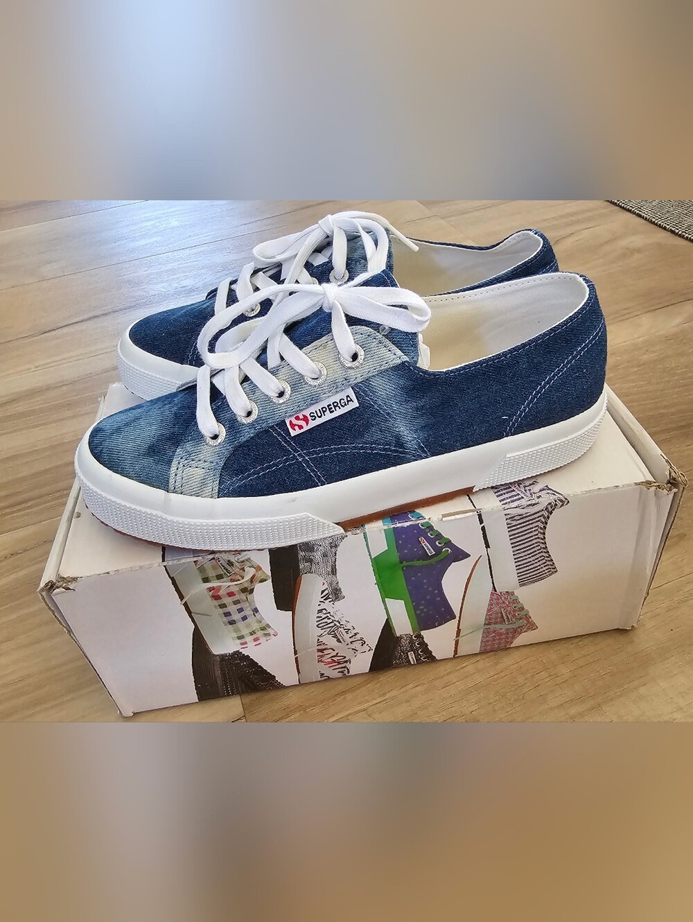 New In Box SUPERGA Tie Dye Denim Sneakers Sz 37 US 6.5 NIB